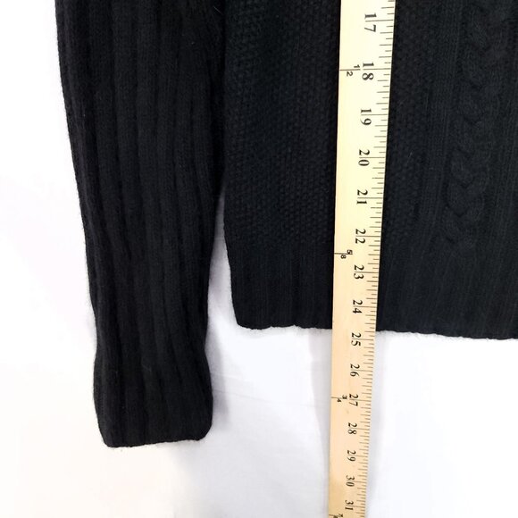 Hillard & Hanson Cable Knit Angora Wool Sweater Womens Large Black Turtleneck - Picture 9 of 11
